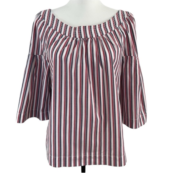 Trina Turk Tops - Trina Turk Red, White, and Blue Long Sleeve Top Size S